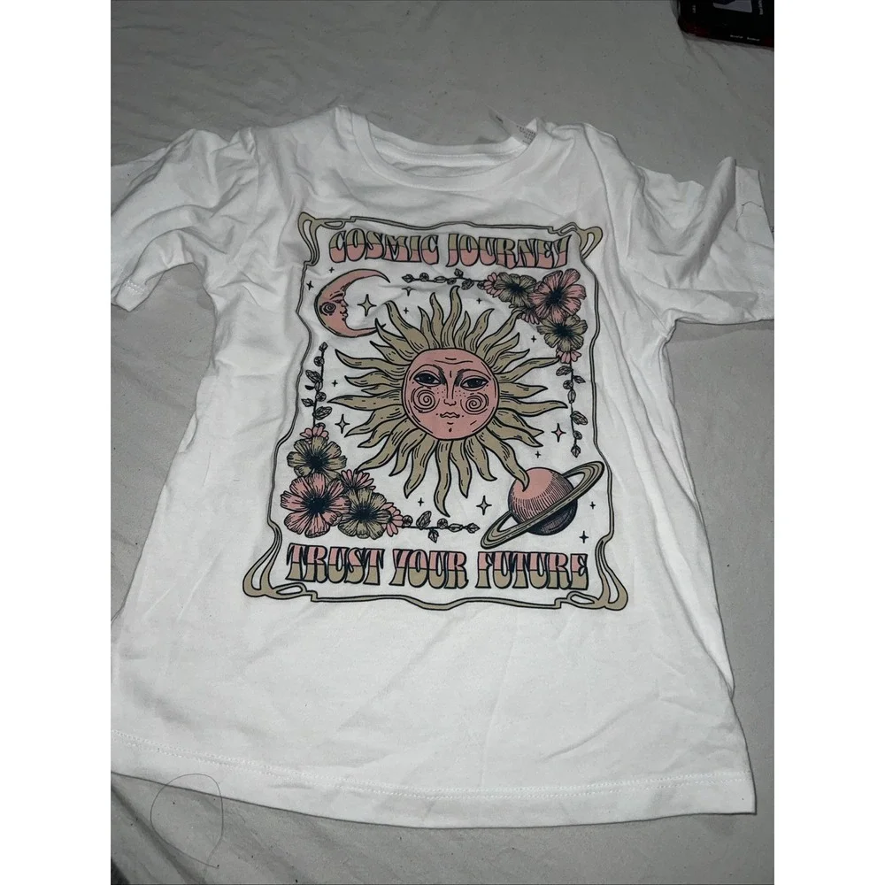 Wonder Nation Girls XS White Graphic Cosmic Journey Trust Your Future Tshirt